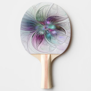 カラフル抽象芸術フラワーモダンフローラフラクタル 卓球ラケット
