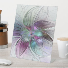 カラフル抽象芸術フラワーモダンフローラフラクタル 台座サイン