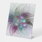 カラフル抽象芸術フラワーモダンフローラフラクタル 台座サイン (正面)