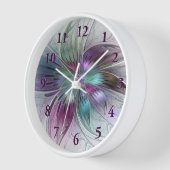 カラフル抽象芸術フラワーモダンフローラフラクタル 壁時計 (傾斜)