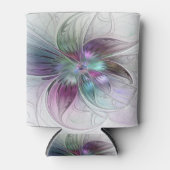 カラフル抽象芸術フラワーモダンフローラフラクタル 缶クーラー (正面)