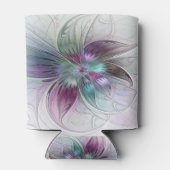 カラフル抽象芸術フラワーモダンフローラフラクタル 缶クーラー (裏面)