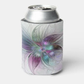 カラフル抽象芸術フラワーモダンフローラフラクタル 缶クーラー (缶裏面)