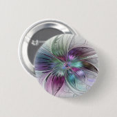カラフル抽象芸術フラワーモダンフローラフラクタル 缶バッジ (正面&裏面)