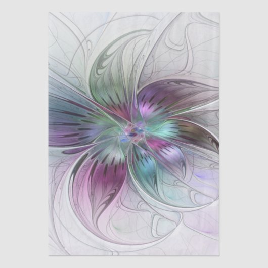 カラフル抽象芸術フラワーモダンフローラフラクタル 薄葉紙 (正面)