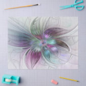 カラフル抽象芸術フラワーモダンフローラフラクタル 薄葉紙 (クラフト)