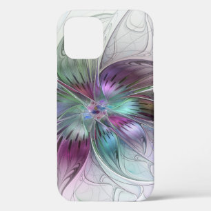 カラフル抽象芸術フラワーモダンフローラフラクタル iPhone 12 PROケース