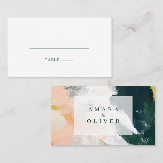 カラフル抽象芸術フラ結婚ット座席表 プレイスカード (正面/裏面)