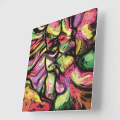 カラフル抽象芸術フルーティビーブパターン スクエア壁時計 (傾斜)