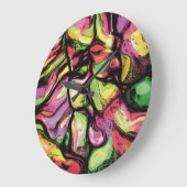 カラフル抽象芸術フルーティビーブパターン ラージ壁時計 (傾斜)