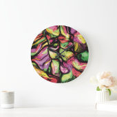 カラフル抽象芸術フルーティビーブパターン ラージ壁時計 (ホーム)