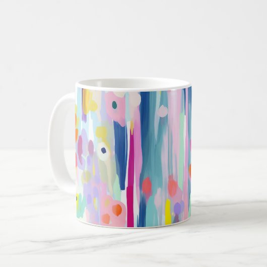 カラフル抽象芸術フローラアーユニークトMUG, 芸術的 コーヒーマグカップ (正面左)