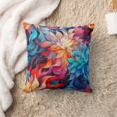 カラフル抽象芸術フローライラストレーション クッション (ブランケット)
