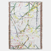 カラフル抽象芸術フローラデザインオン白 スローブランケット (正面縦)