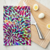 カラフル抽象芸術フローラデザイン キッチンタオル (四つ折り)