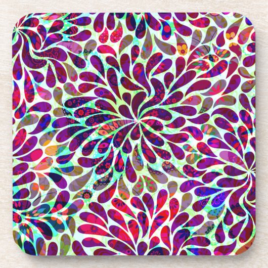 カラフル抽象芸術フローラデザイン コースター (正面)