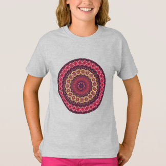 カラフル抽象芸術フローラ曼荼羅模様 Tシャツ