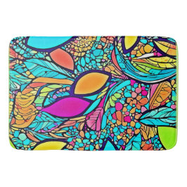 カラフル抽象芸術フローラ バスマット