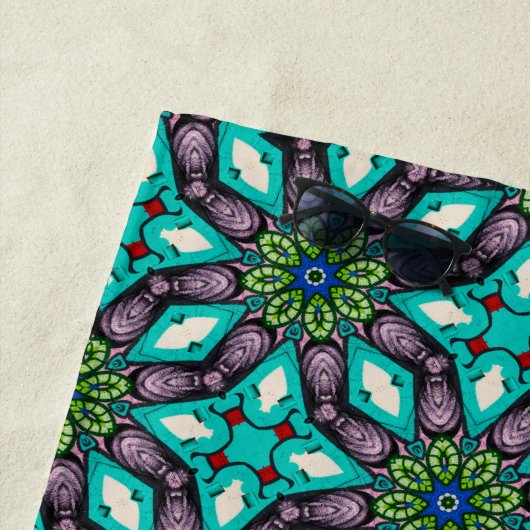 カラフル抽象芸術フローラ ビーチタオル (インサイチュ)