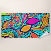 カラフル抽象芸術フローラ ビーチタオル (正面)