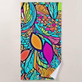 カラフル抽象芸術フローラ ビーチタオル