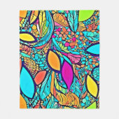 カラフル抽象芸術フローラ フリースブランケット (正面)