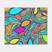 カラフル抽象芸術フローラ フリースブランケット (正面(横))