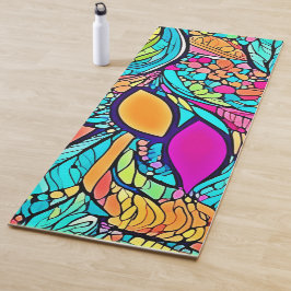 カラフル抽象芸術フローラ ヨガマット