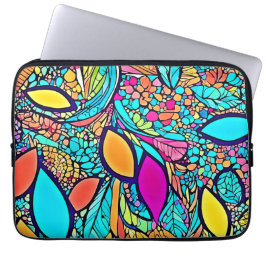 カラフル抽象芸術フローラ ラップトップスリーブ