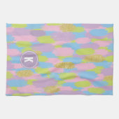 カラフル抽象芸術ブラシストローク模様モノグラム キッチンタオル (横)