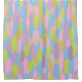 カラフル抽象芸術ブラシストローク模様モノグラム シャワーカーテン (正面)