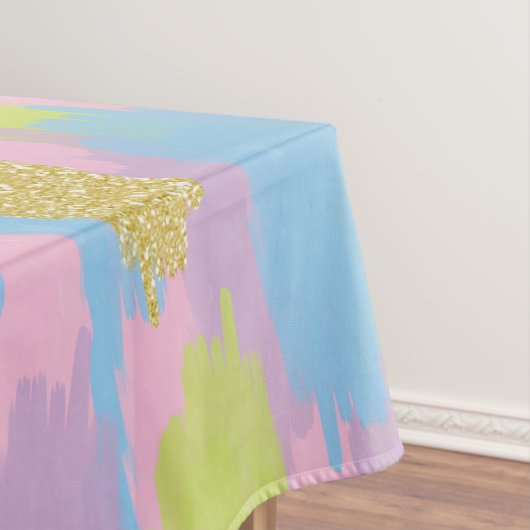 カラフル抽象芸術ブラシストローク模様モノグラム テーブルクロス (インサイチュ)