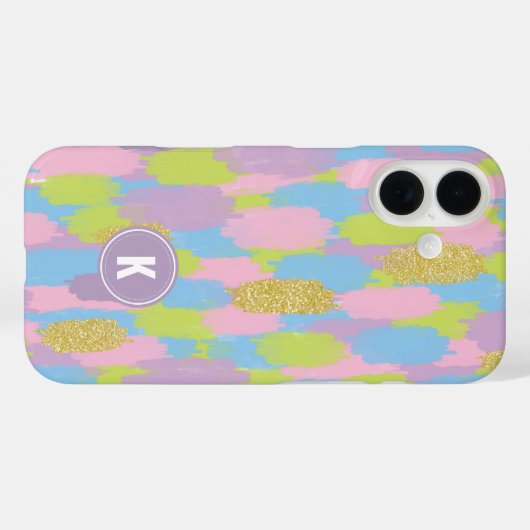 カラフル抽象芸術ブラシストローク模様モノグラム Case-Mate iPhoneケース (裏面 (横))