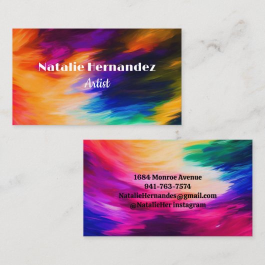 カラフル抽象芸術ブラシストローク 名刺 (正面/裏面)
