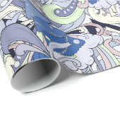 カラフル抽象芸術ブルークリスマスラッピング紙 ラッピングペーパー (ロールコーナー)