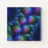 カラフル抽象芸術ブルーピンクグリーンフラクタルアート名 ノートブック (裏面)