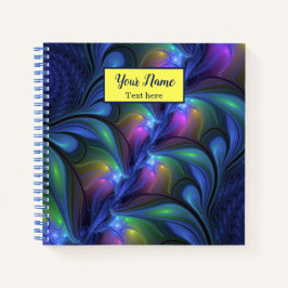 カラフル抽象芸術ブルーピンクグリーンフラクタルアート名 ノートブック