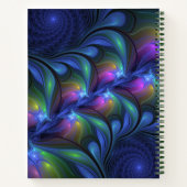 カラフル抽象芸術ブルーピンクグリーンフラクタルアート名 ノートブック (裏面)