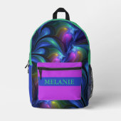 カラフル抽象芸術ブルーピンク緑フラクタル名 プリントバックパック (正面)