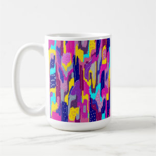 カラフル抽象芸術プリントとおもしろいドット コーヒーマグカップ