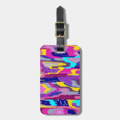 カラフル抽象芸術プリントとおもしろいドット ラゲッジタグ (正面縦)