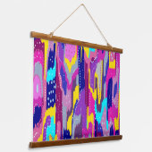 カラフル抽象芸術プリントとおもしろいドット 吊り下げ型タペストリー (傾斜あり)