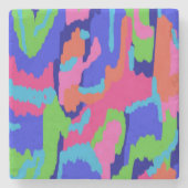 カラフル抽象芸術プリントのレトロ色 ストーンコースター (正面)
