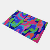 カラフル抽象芸術プリントのレトロ色 ドアマット (アングル)