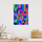 カラフル抽象芸術プリントのレトロ色 ポスター (キッチン)