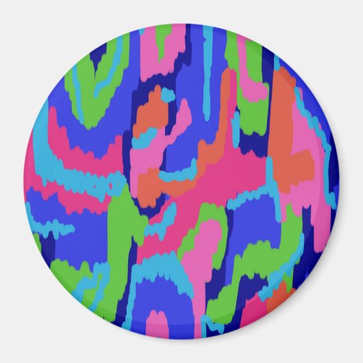 カラフル抽象芸術プリントのレトロ色 マグネット (正面)