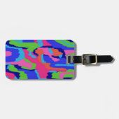 カラフル抽象芸術プリントのレトロ色 ラゲッジタグ (正面横)