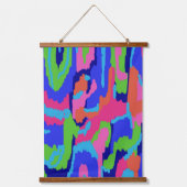 カラフル抽象芸術プリントのレトロ色 吊り下げ型タペストリー (正面)