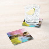 カラフル抽象芸術ポップ・アートのアートカスタムコースター スクエアペーパーコースター (インサイチュ)