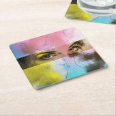 カラフル抽象芸術ポップ・アートのアートカスタムコースター スクエアペーパーコースター (アングル)